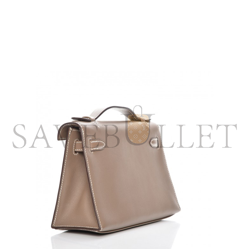 HERMES MINI KELLY GENERATION SWIFT ELEPHANT GRAY SILVER BUCKLE (22*14*7cm)